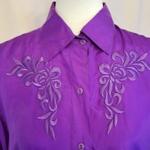 Malcolm Vintage Flowers women's 100% Silk Blouse-M